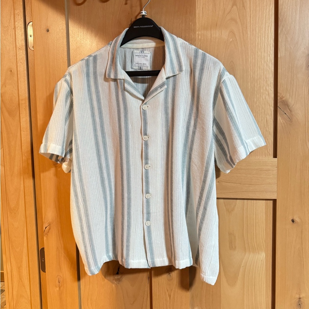 Denim & Flower Light Blue and White Striped Shirt